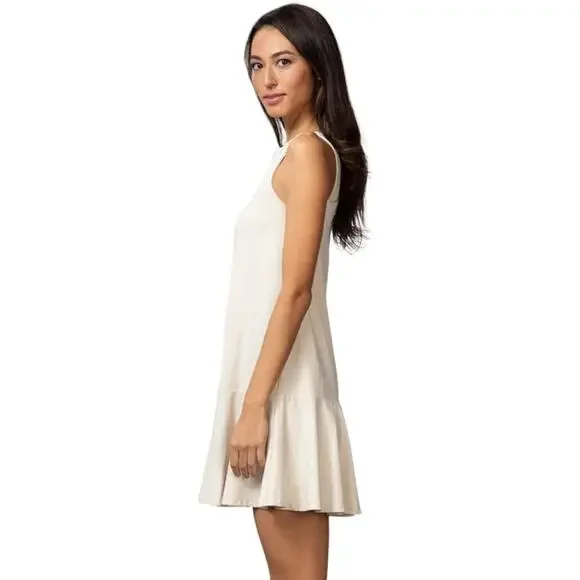 Susana Monaco Sleeveless Shift Dress in Blanched Almond Ruffle Classic - Picture 2 of 9